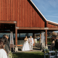 Bride walking down the aisle at Brasada Ranch wedding