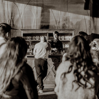 candid photo of guests at Brasada Ranch wedding