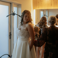 photo of bride getting ready at her Brasada Ranch wedding