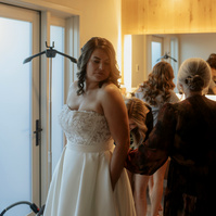 photo of bride getting ready at her Brasada Ranch wedding