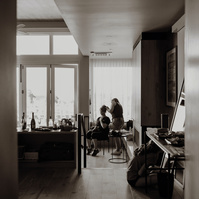getting hair and makeup done at Brasada Ranch for a wedding
