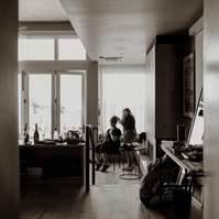 getting hair and makeup done at Brasada Ranch for a wedding
