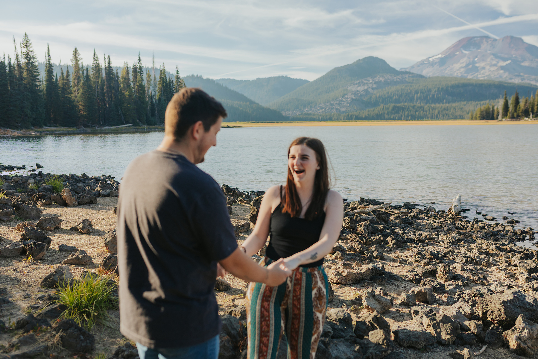 Engagement photos at Sparks Lake near Bend Oregon