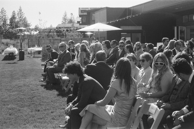 Film photo of a backyard wedding ceremony in Bend Oregon