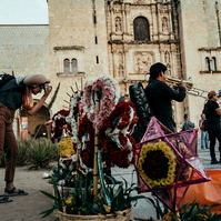 Parvathi shooting an afternoon celebration at a historic church.