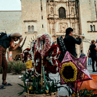 Parvathi shooting an afternoon celebration at a historic church.