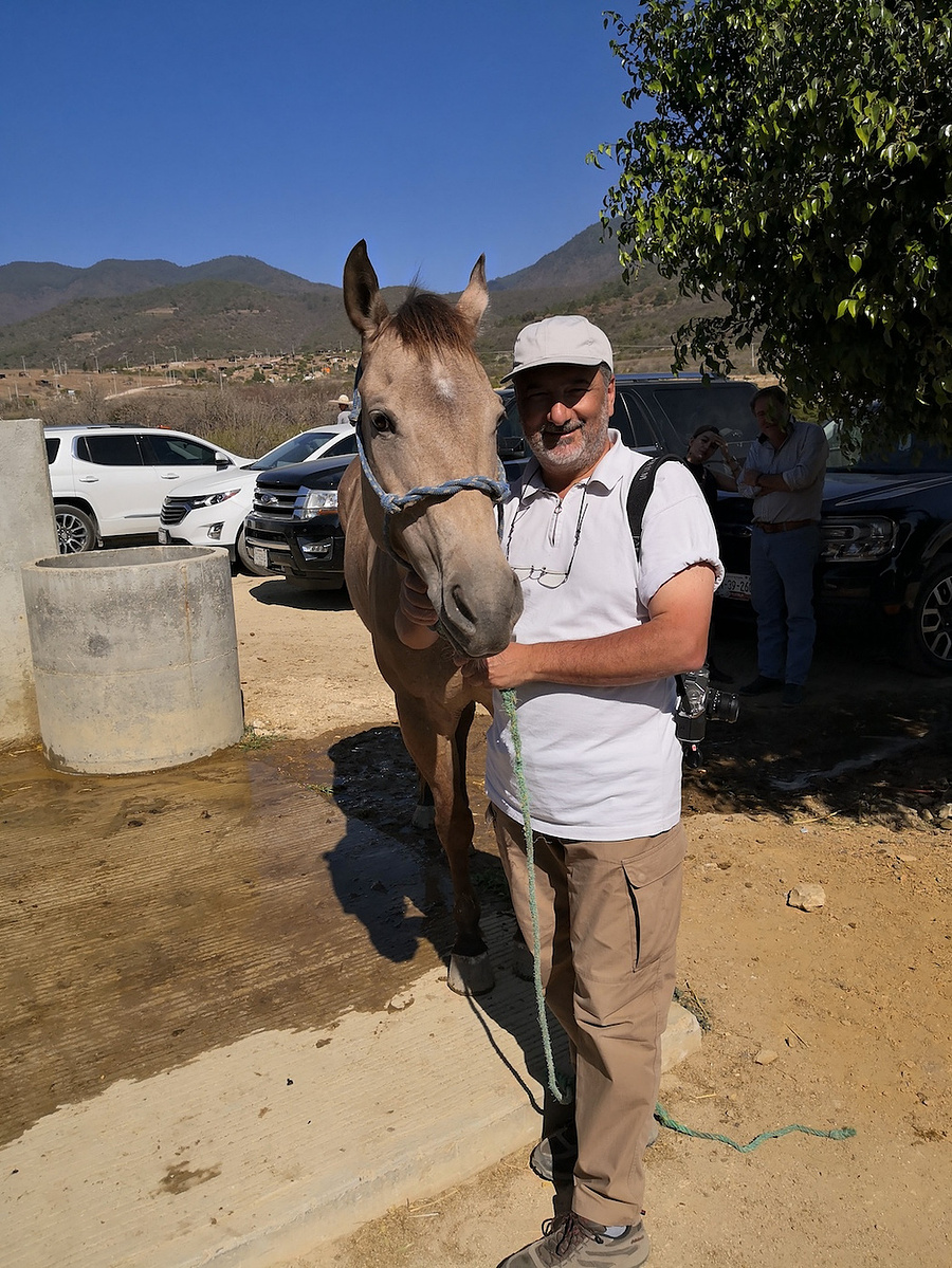 Laurent at a rodeo in a nearby village