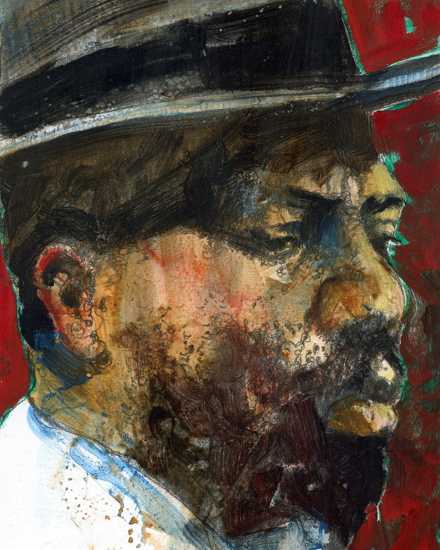 Painting of Thelonius Monk by Jerry Kalback