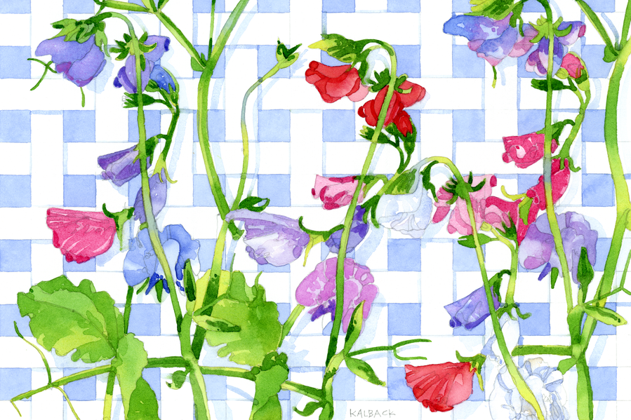 Watercolor print of a floral motif by Jerry Kalback Illustration