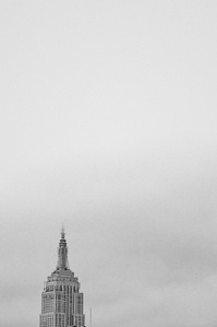 Portrait image in black and white of the Empire State Building in New York City taken by Matt Chandler with an iPhone