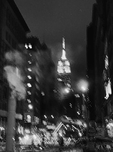 Portrait image in black and white of the Empire State Building at night in New York City taken by Matt Chandler with an iPhone