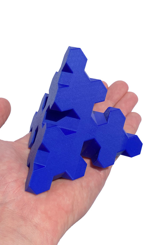 3D printed model of an arrowhead curve. Mathematics, symbolism, tessellation, patterns, shapes, geometry, three dimensional.