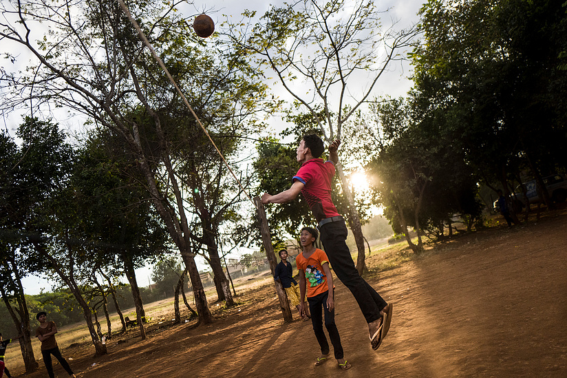 Ting Pvan 17 who is from the Jarai ethinic community plays volleyball at Borkeo Lower secondary school -Laminh commune - Borkeo district, Ratanakiri Province Cambodia. The school offers a boarding facility for children who's families live in rural communi