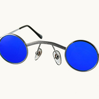 small round metal sunglasses indigo blue lens
