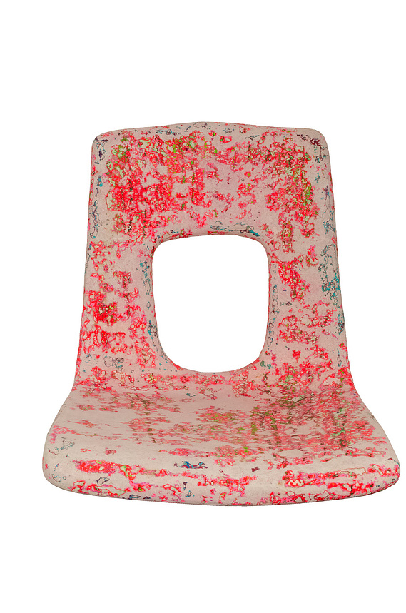Chair Shells made with paper pulp clay in the style of American educational system furniture.
