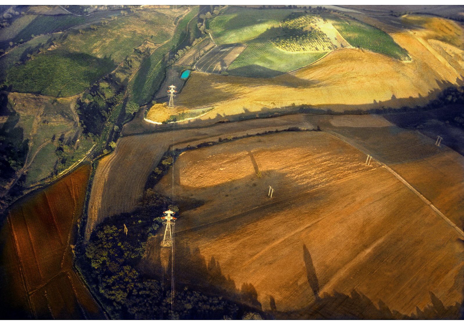 Roman countryside: Cultivated hills, communication towers