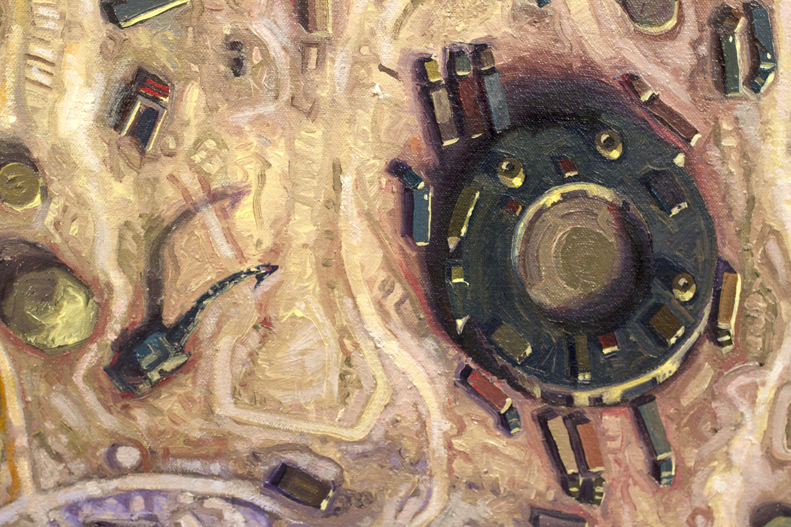 Aerial view of a factory envisioned as a bacterium.