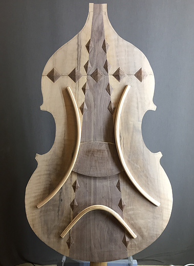 This is a picture of my Responsive Bracing System for flat-back basses. 