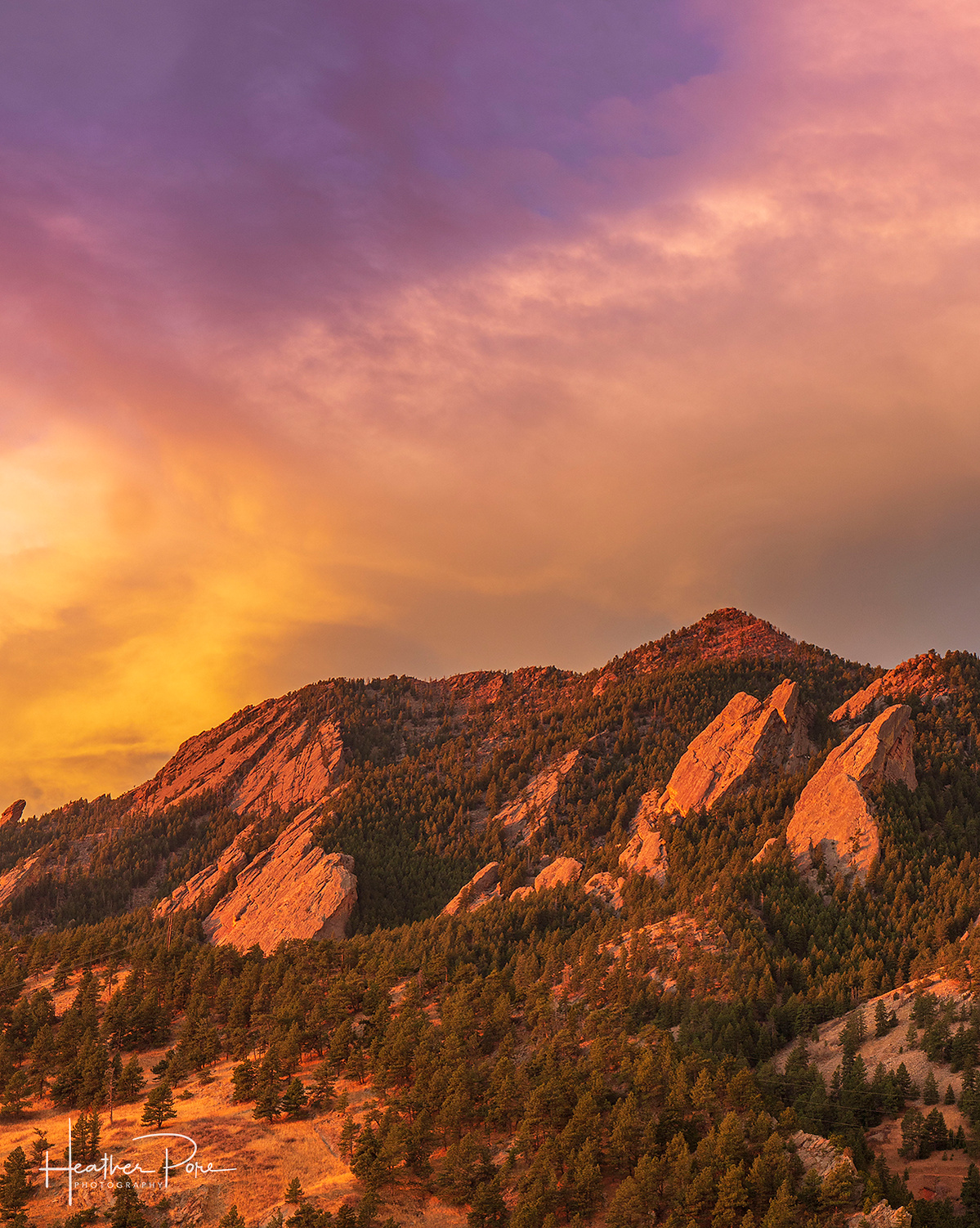 sunrise photograph of bear peak in boulder, colorado from ncar