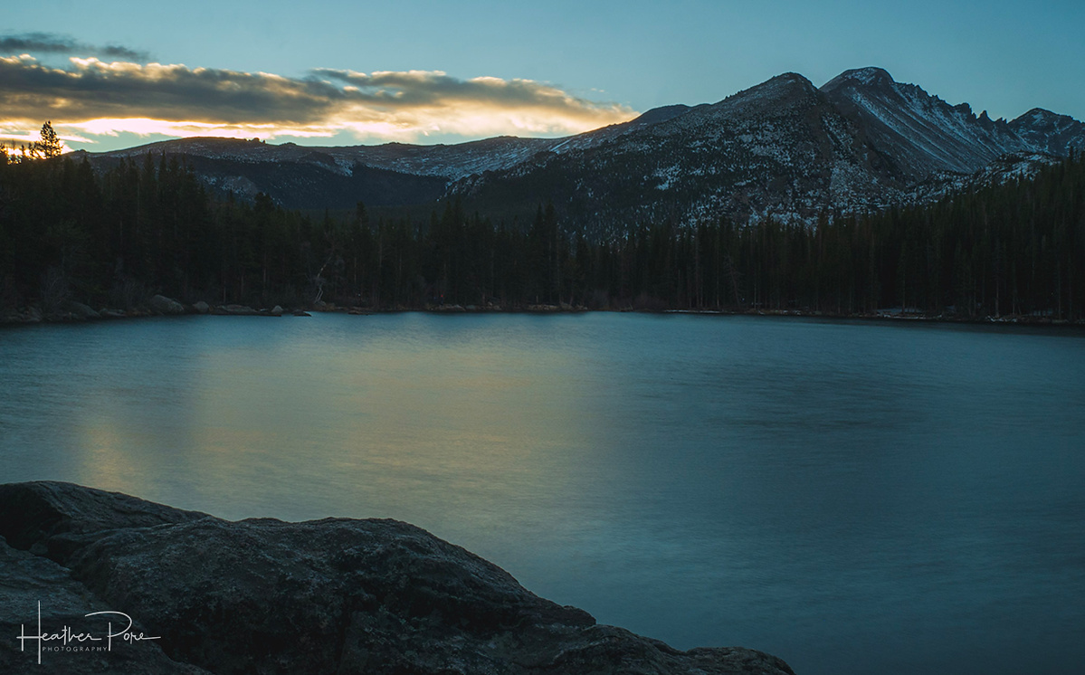 Landscape photograph of Longs Peak from Bear Lake, Rocky Mountain National Park