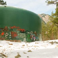 another picture of the graffiti covered water tank near NCAR, boulder, colorado
