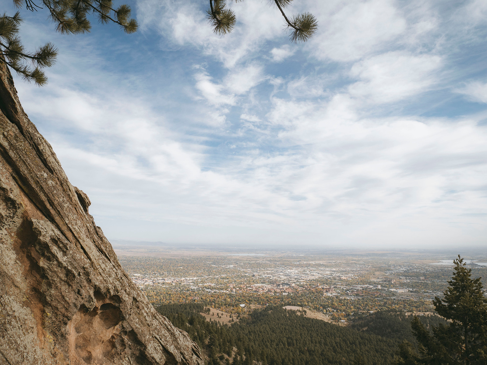 The view towards Boulder and the eastern plains from the royal arch