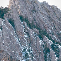 a close up picture of the first and second flatirons in boulder, colorado taken from ncar