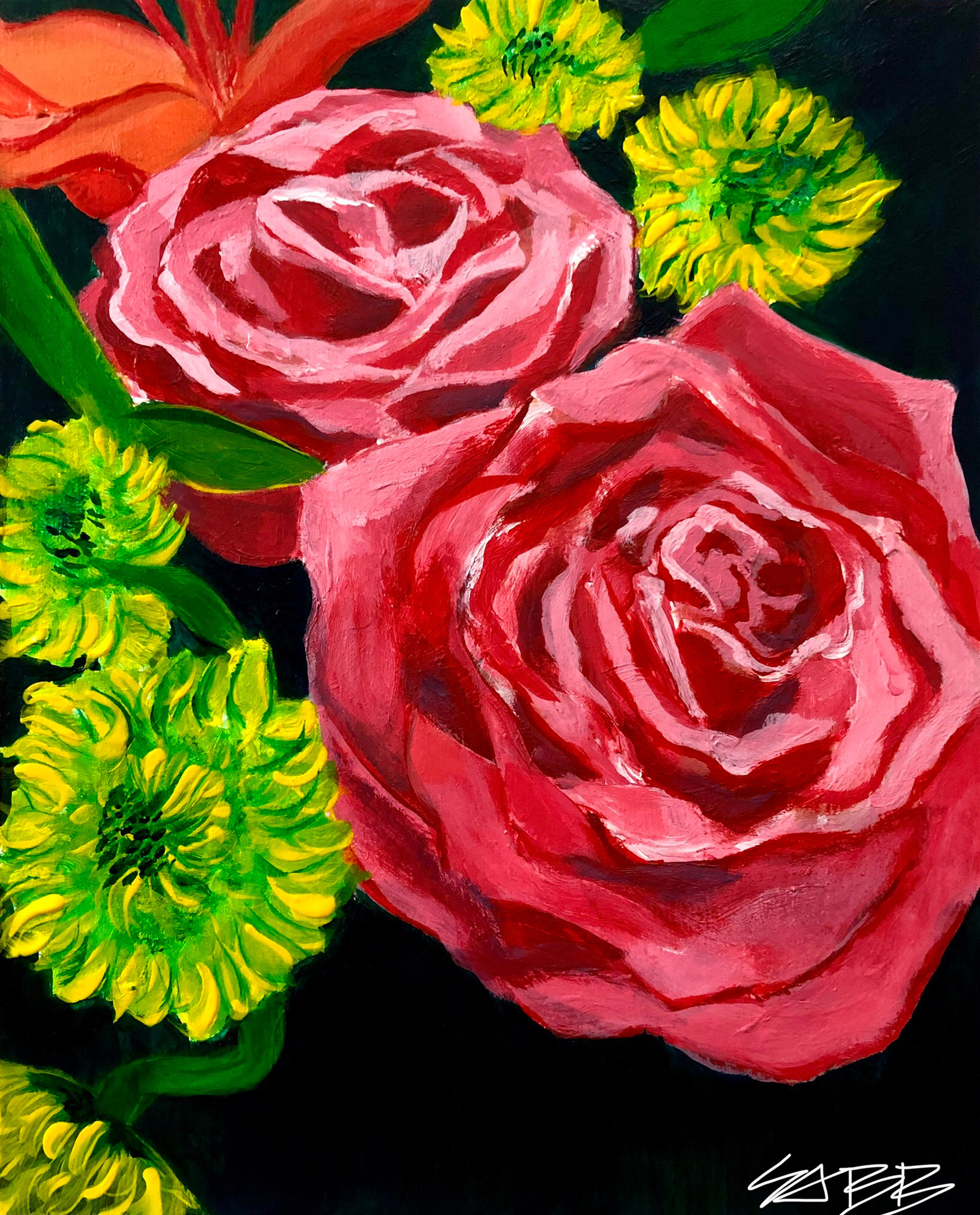 original acrylic painting of flowers