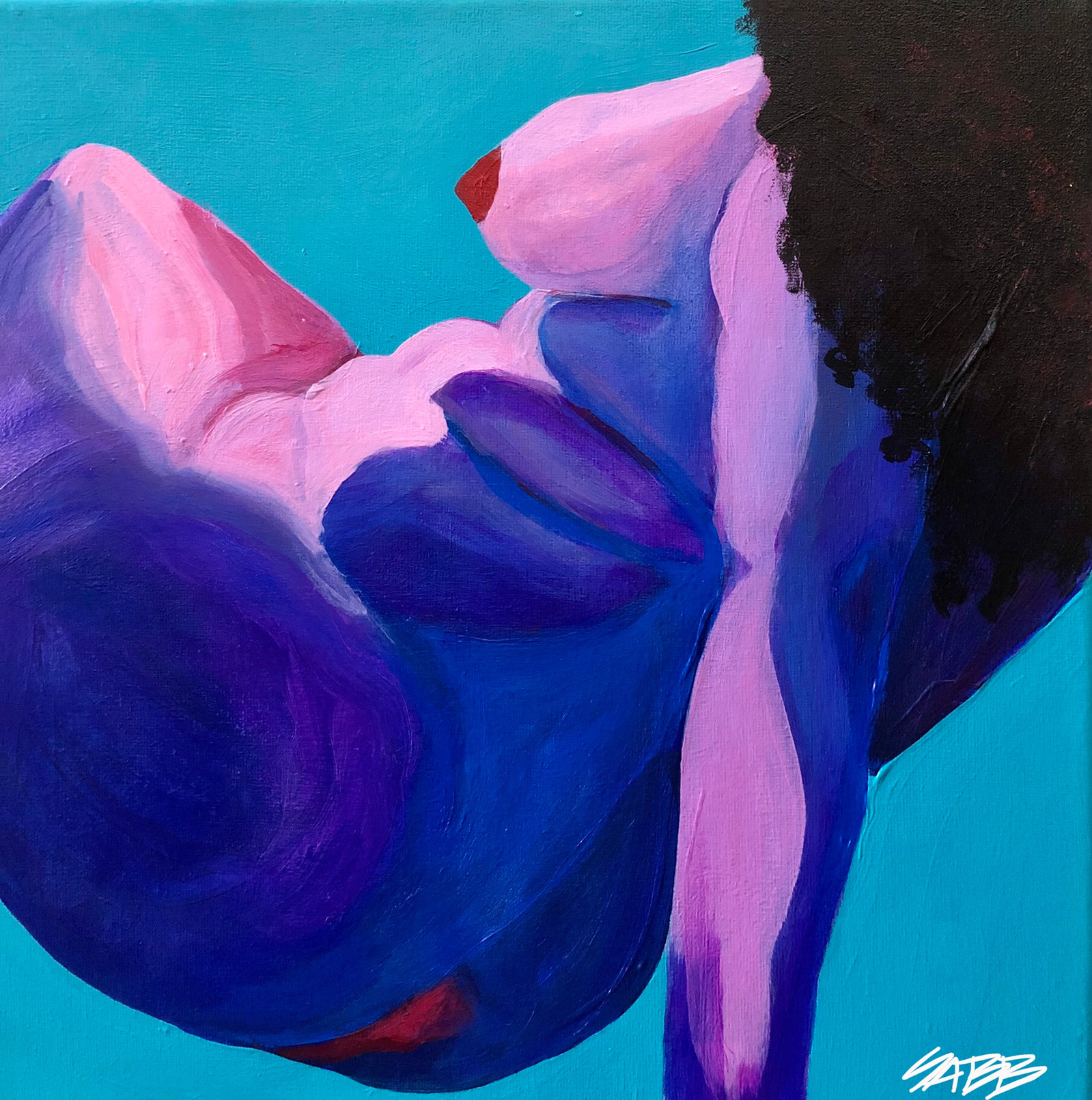 12" X 12"
Sabrina Borrero Baez © 2022
Acrylic Paint on Canvas
This piece is a of part of a limited self love series, exploring arousal through color theory.