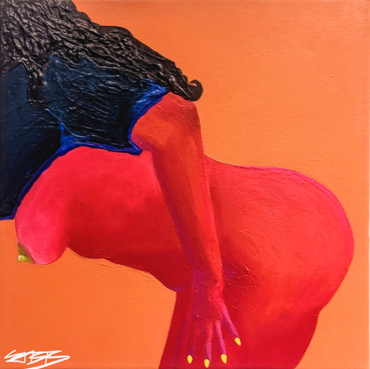 12" X 12"
Sabrina Borrero Baez © 2022
Acrylic Paint on Canvas
This piece is a of part of a limited self love series, exploring arousal through color theory.