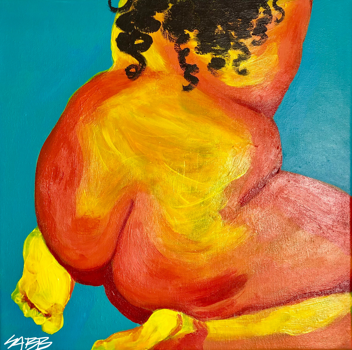 12" X 12"
Sabrina Borrero Baez © 2022
Acrylic Paint on Canvas
This piece is a of part of a limited self love series, exploring arousal through color theory.