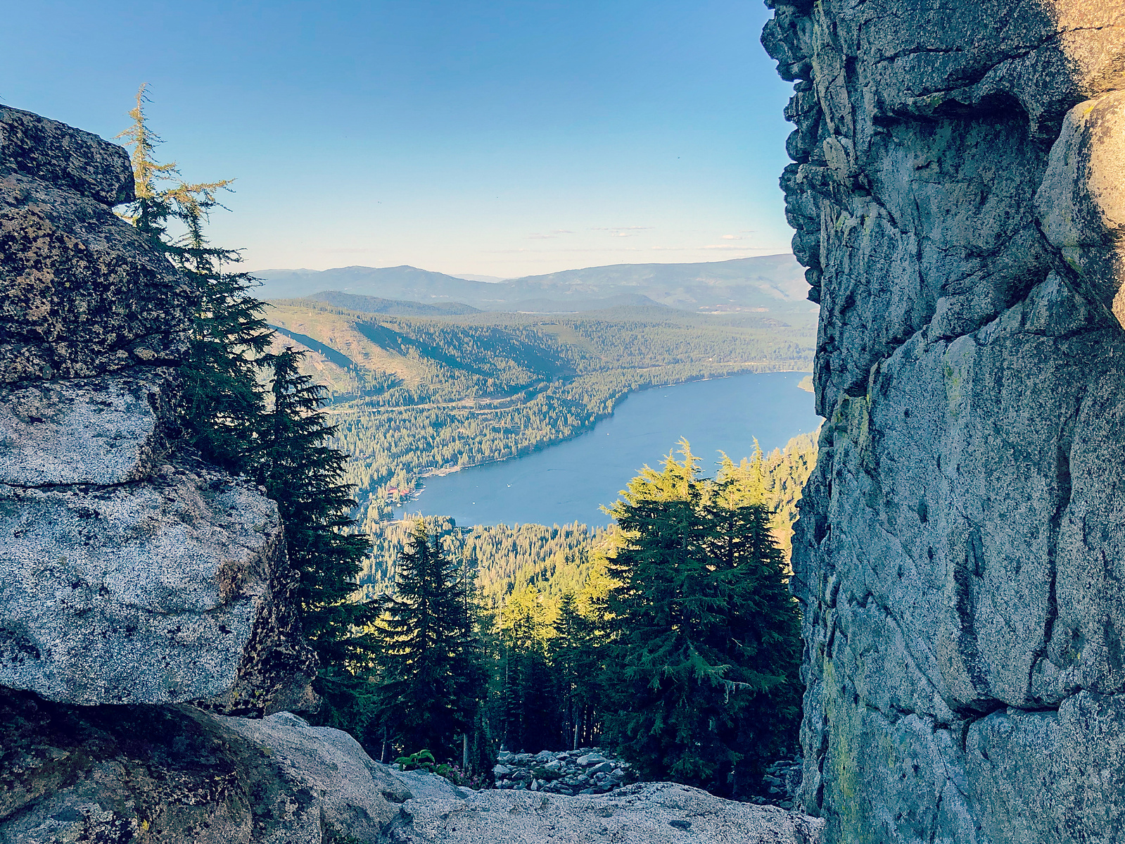 Trailside views of Donner Lake along Donner Peak Trail, California
