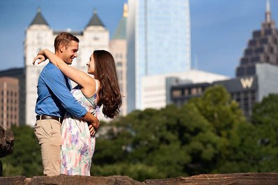 Piedmont Park photographer taking pictures of a couple.