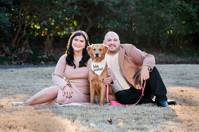 A couple and their dog getting photographed by Atlanta Photographers David and Jess Photography. 