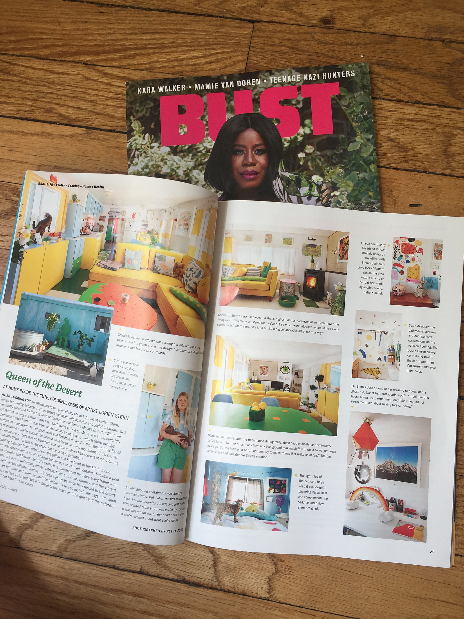 Queen of the Desert story in the Summer 2021 issue of BUST Magazine featuring interior photography and portrait by Los Angeles based photographer Petra Ford