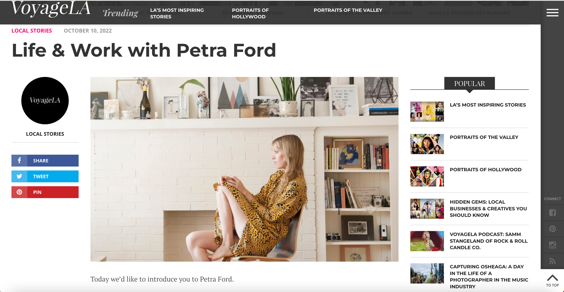 Interview of photographer Petra Ford by VoyageLA 