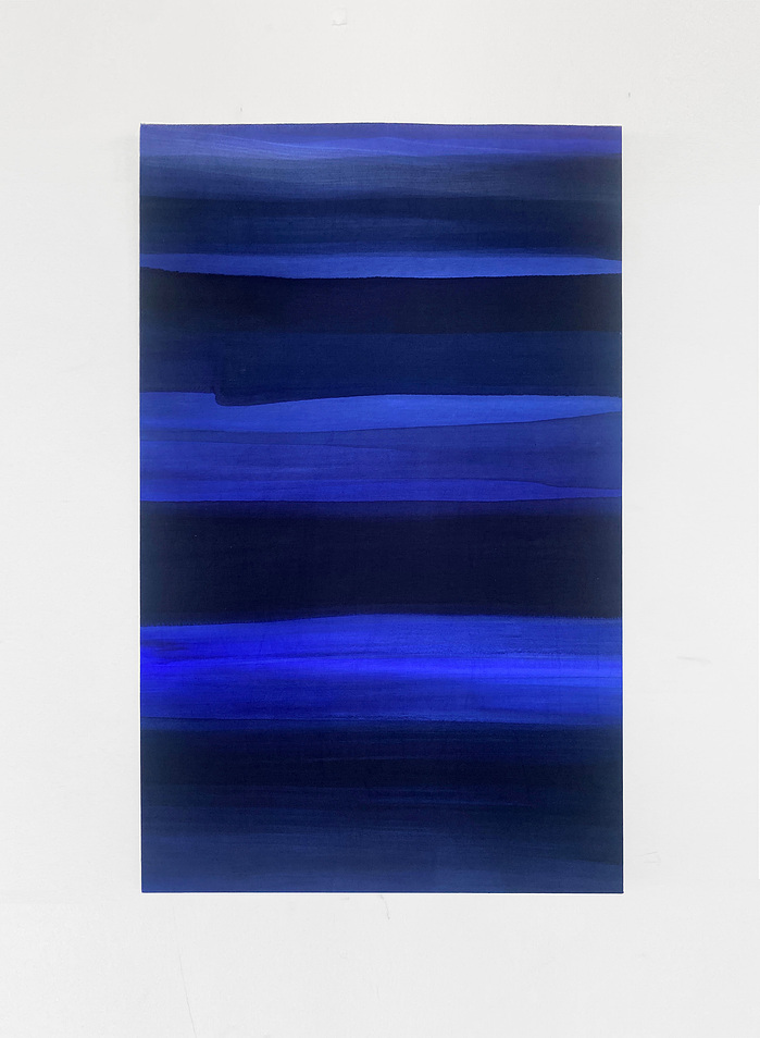Les rideaux de l’Eure, encre sur toile, 130 x 81 cm, 2025
