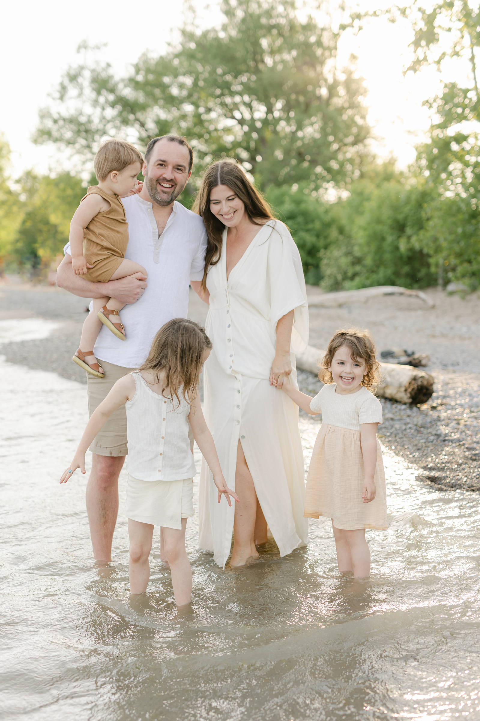 Family at the beach in Toronto