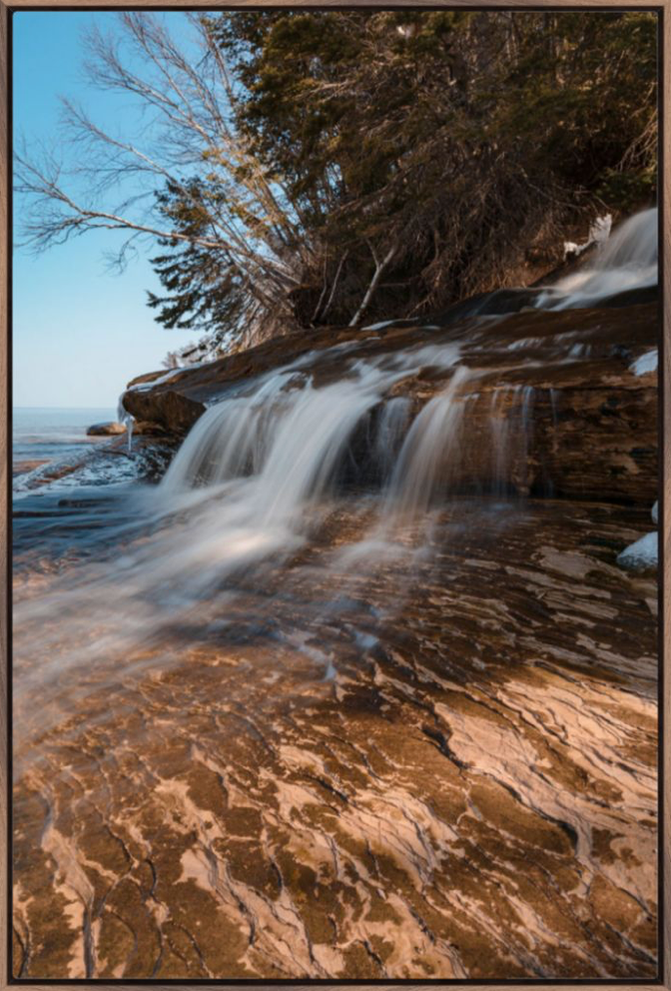 Pictured Rocks National Lakeshore waterfall along Lake Superior in the Upper Peninsula of Michigan