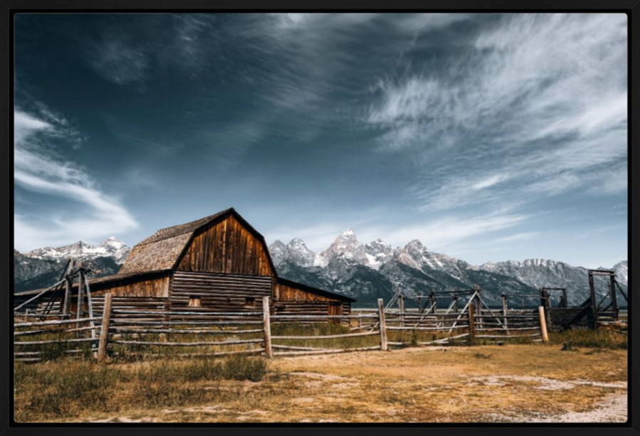 John Moulton barn along Mormon Row in Grand Teton National Park in Wyoming in the summer