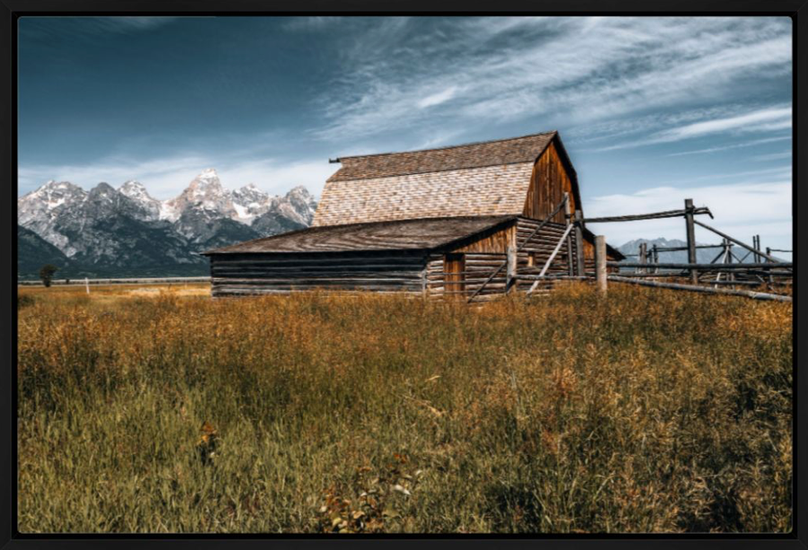 John Moulton barn along Mormon Row in Grand Teton National Park in Wyoming in the summer