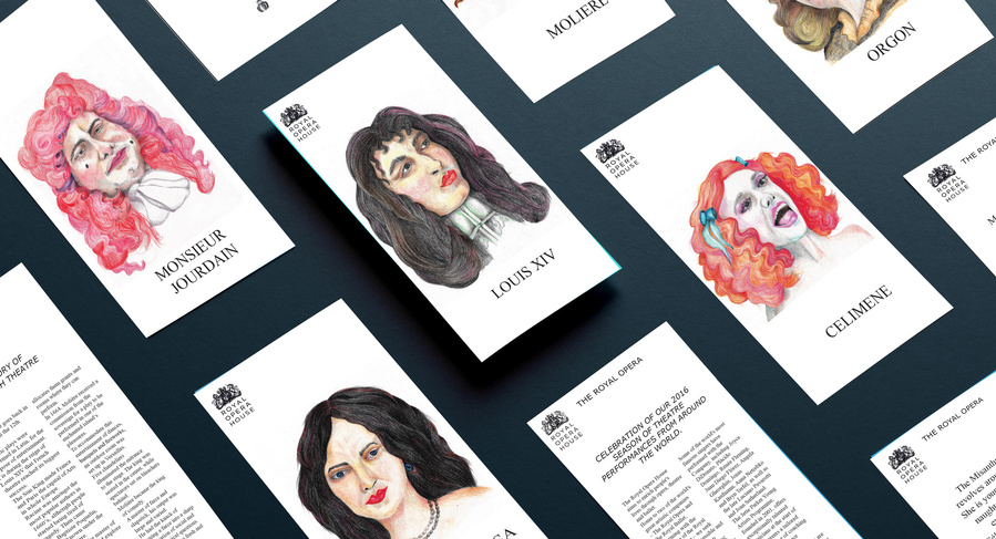 Celebrating French Theatre with historical and iconic characters from The French Court, Louis XIV and Moliere, set of cards