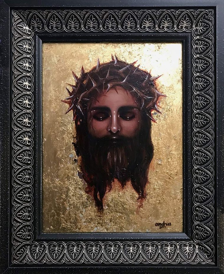 The Mermaid Blues Artist, Virgin Mary, Mary Magdalene, gothic painting of mary, sacred heart, wounded heart, crying mary painting, veil, gilded jesus christ painting, mary madalene art, byzantine, Andria Nguyen, the mermaid blues, themermaidblues, jesus