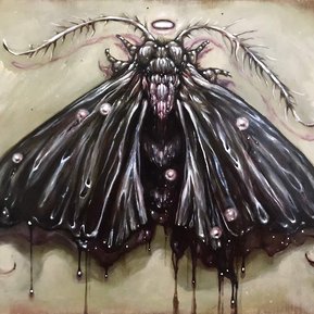 The Mermaid Blues Artist, moth painting, dark moth art, acrylic painting of black moth, guardian angel, art, painting of moth, original painting of moth, black dark moth, butterfly painting, victorian, Andria Nguyen, the mermaid blues, themermaidblues
