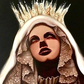 The Mermaid Blues Artist, Virgin Mary, Mary Magdalene, gothic painting of mary, sacred heart, wounded heart, crying mary painting, veil, mary with crown and veil painting, mary madalene art, Andria Nguyen, the mermaid blues, themermaidblues, satantic art