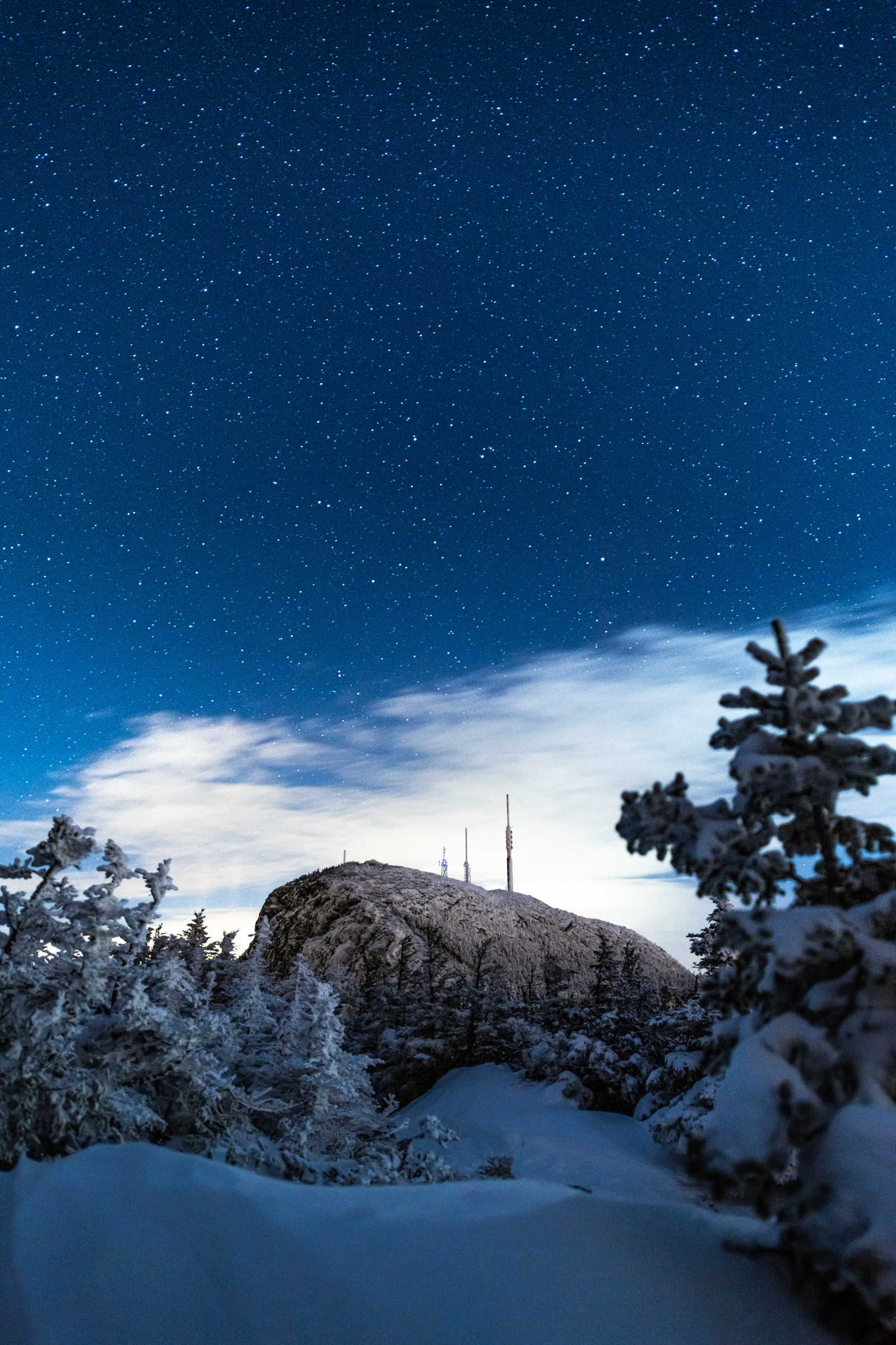 mt. mansfield vermonts highest peak at night