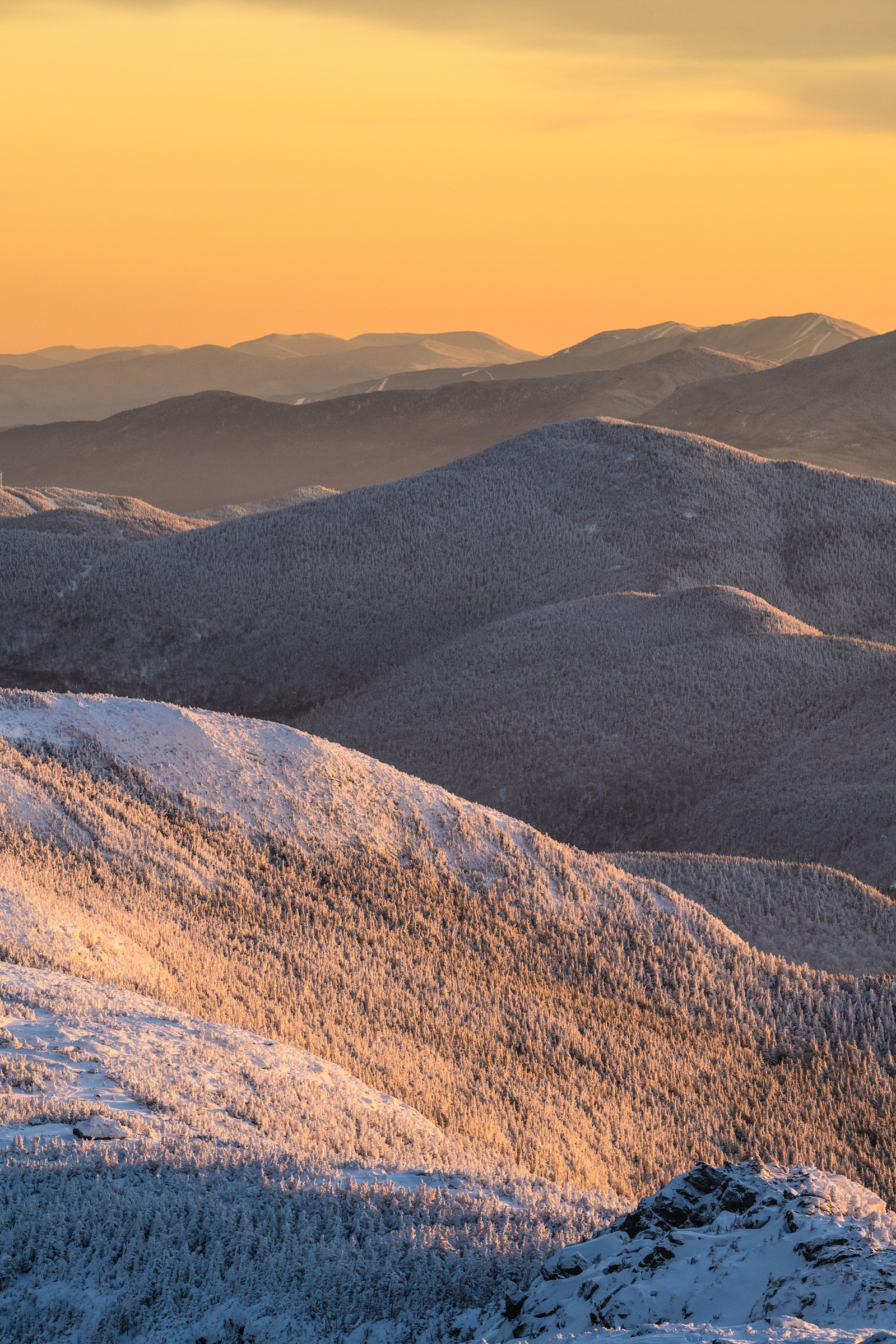 sunset over the green mountains of vermont