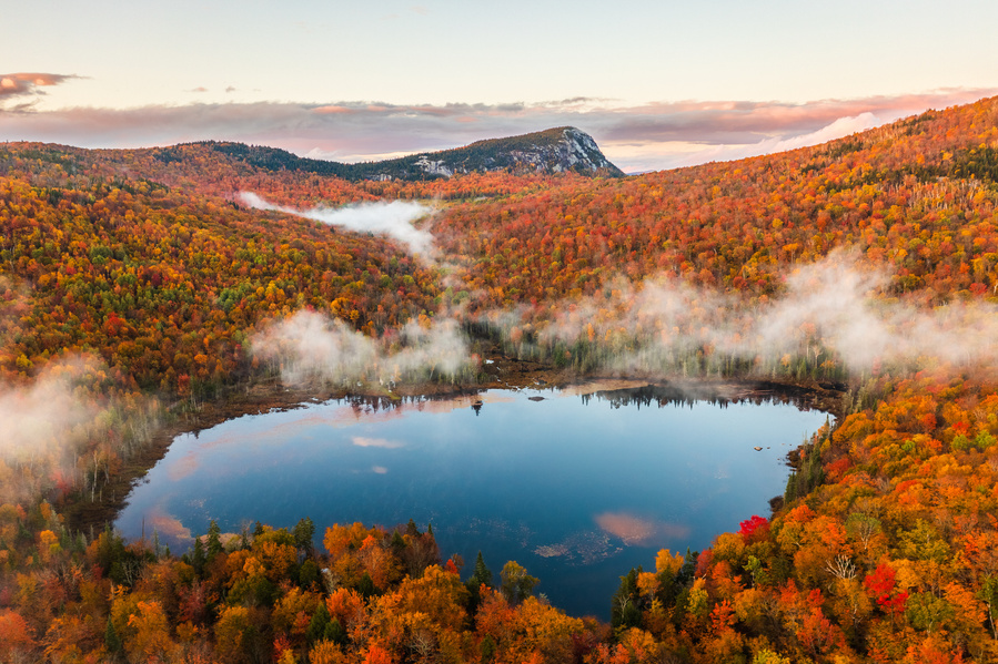 Peak foliage in Barton, Vermont.