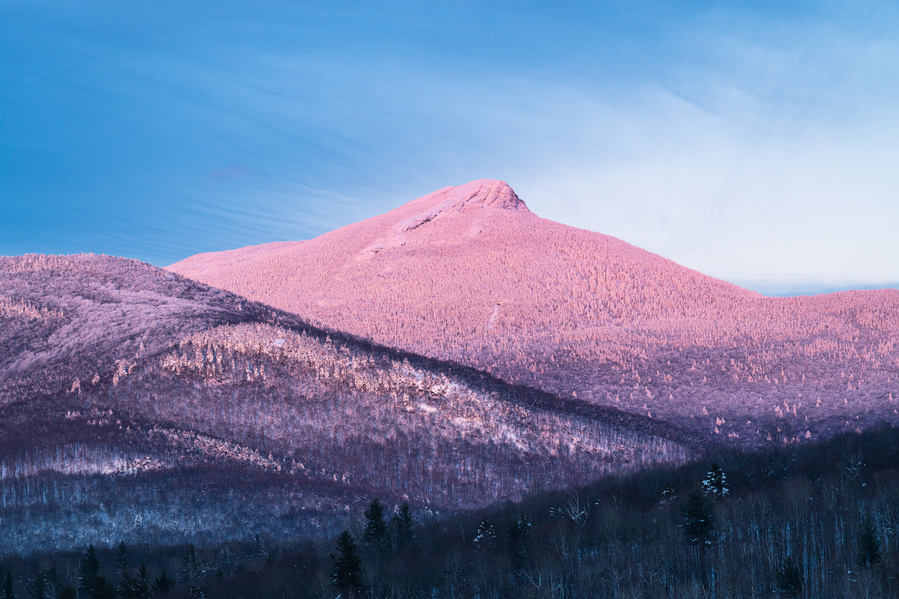 Alpine glow on Camel's Hump in Vermont. 