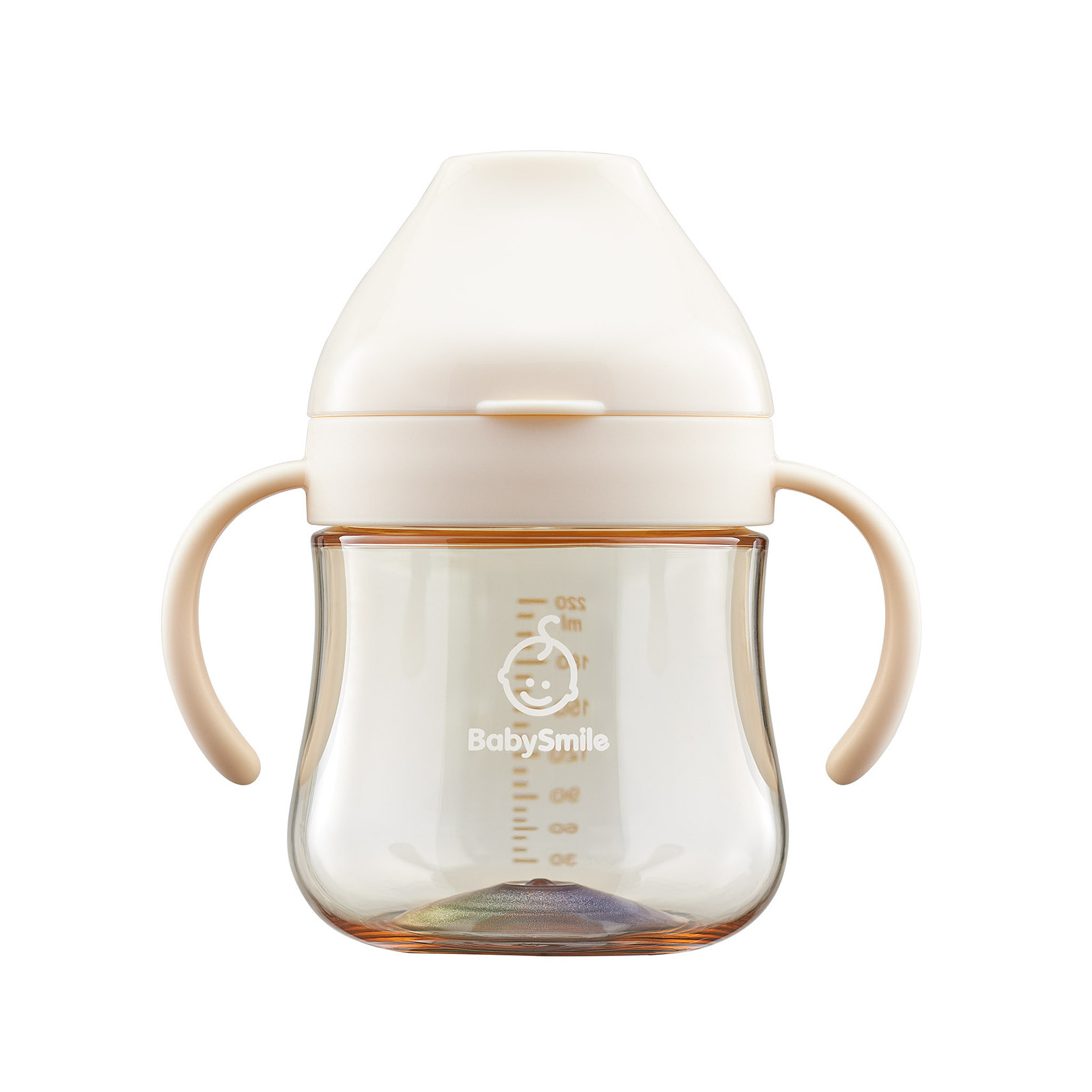 BabySmile 嬰兒學習杯商品攝影,清晰展示產品設計與品牌標誌,白色背景突顯杯身細節,適合品牌形象照與電商產品頁,台北專業商品攝影作品。